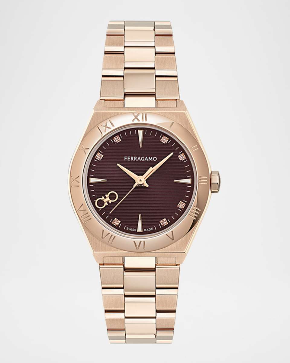 Vega Upper East 28MM IP Rose Gold Diamond Watch